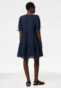 Летнее платье V-Neck Tiered Marks & Spencer, темно-синее
