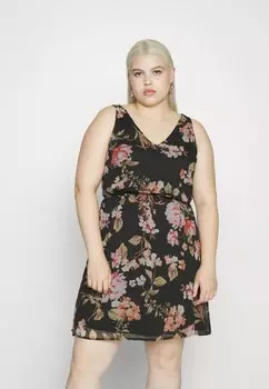 Летнее платье Vero Moda, черный/розовый
