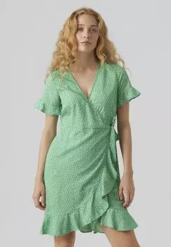Летнее платье Vero Moda, ярко-зеленый/белый