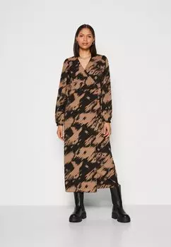 Летнее платье Vijulietta Midi Wrap Dress VILA, цвет black/beige