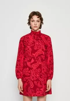 Летнее платье Vilouisa Short Dress VILA, цвет beet red/love potion