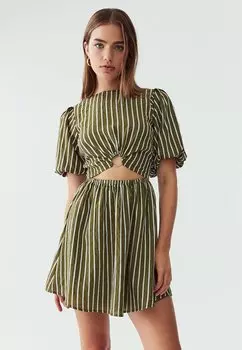 Летнее платье в полоску цвета хаки CALLI