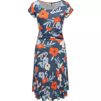 Летнее платье в стиле Ragwear "Yvone Flowers", легкое трикотажное платье с поясом на талии, цвет Petrol