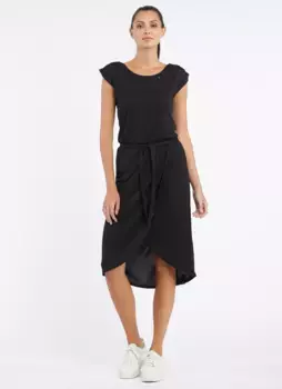 Летнее платье в стиле рэгвир "ETHANY", с завязкой на талии и эффектом запаха Ragwear, черный