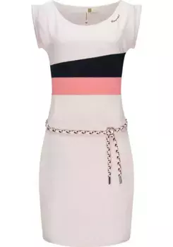 Летнее платье в стиле рэгвир "Taraya Organic", стильное хлопковое платье с завязкой и боковыми карманами Ragwear, бежевый