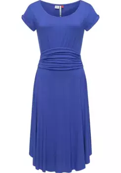 Летнее платье в стиле рэгвир "Yvone Solid", легкое трикотажное платье с поясом на талии Ragwear, синий