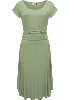 Летнее платье в стиле рэгвир "Yvone Solid", легкое трикотажное платье с поясом на талии Ragwear, зеленый