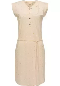 Летнее платье в стиле рэгвир "Зофка", легкое трикотажное платье с летним принтом Ragwear, бежевый