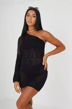 Летнее пляжное платье крючком с одним рукавом Brave Soul, черный