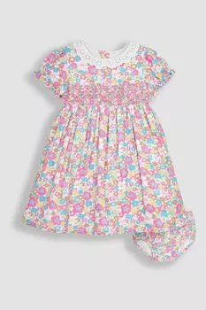 Летнее вечернее платье с цветочным принтом и воротником-стойкой Jojo Maman Bb, белый