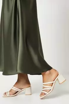 Летние босоножки-мюли на среднем блочном каблуке с ремешками Wallis, слоновая кость