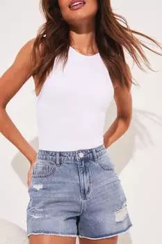 Летние джинсовые шорты с потертостями Lipsy, синий