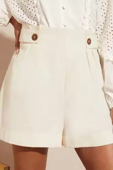 Летние льняные шорты с высокой талией и застежкой на пуговицы Love & Roses, белый