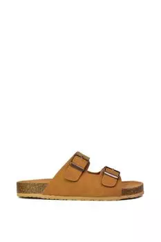 Летние сандалии без шнуровки на плоской подошве 'Star' с двойным ремешком и пряжкой XY London, коричневый