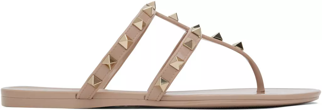 Летние сандалии Rockstud цвета тауп Valentino Garavani