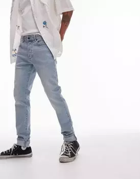 Летние синие джинсы скинни Topman светлого оттенка