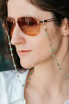 Летние солнцезащитные очки для чтения с цветочным рисунком, 62 см, ремешок для очков со съемной цепочкой The Colourful Aura, зеленый