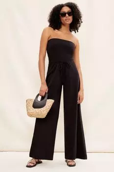 Летний комбинезон-бандо с поясом и широкими штанинами Friends Like These, черный