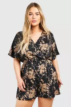 Летний комбинезон плюс с абстрактным принтом и рукавами ангела boohoo, мультиколор