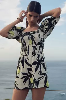 Летний комбинезон с пышными рукавами Next, экрю