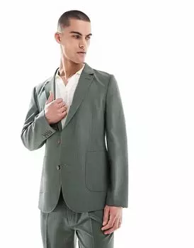 Летний облегающий пиджак ASOS DESIGN в зеленую клетку