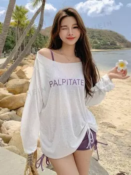 Летний пляжный комплект бикини с завязками и накидкой Dazy, фиолетовый