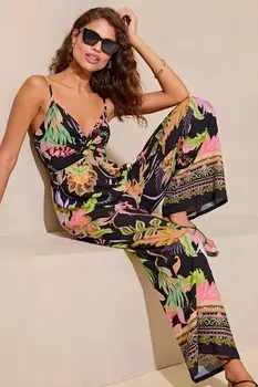 Летний праздничный комбинезон с узлом спереди Lipsy, черный