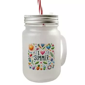 Летний стакан Mason Jar с ручкой и крышкой с надписью «Я люблю лето» speecheese