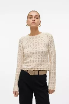 Летний свитер крючком Vero Moda, бежевый