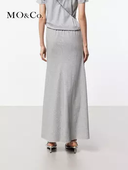 Летняя эластичная юбка Moco с завышенной талией, серый