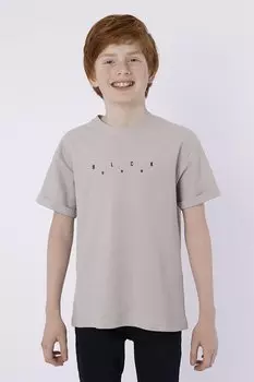 Летняя футболка с круглым вырезом для мальчика и карманом с принтом BLACK ONE, светло-серый