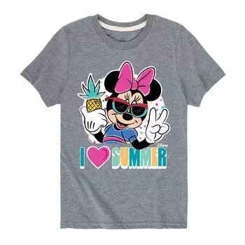 Летняя футболка с рисунком «I Heart» для мальчиков 8–20 лет Disney's Minnie Mouse Disney, серый