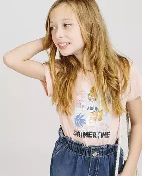 Летняя хлопковая футболка с короткими рукавами для девочек Charanga, розовый