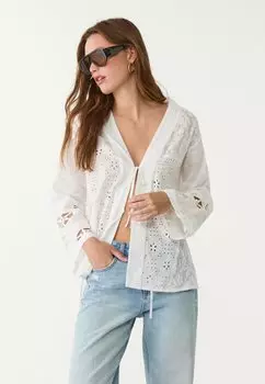 Летняя куртка EMBROIDERED PATCHWORK KIMONO Stradivarius, белый