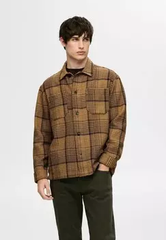 Летняя куртка KARIERTES Selected Homme, коричневый