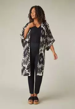 Летняя куртка MONO LEAF PRINT TEXTURED KIMONO Live Unlimited London, черный