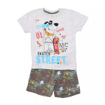 Летняя пижама с короткими рукавами 21137005 мальчик Tobogan, серый