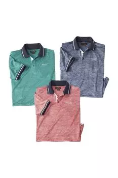 Летняя рубашка-поло в контрастную полоску (3 шт.) Atlas for Men, синий
