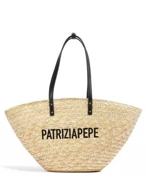 Летняя соломенная сумка-шопер из рафии Patrizia Pepe, бежевый