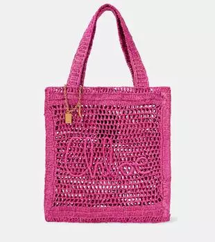 Летняя сумка-шоппер из бананового рафии с эффектом плетения Chlo, Fuchusia Rose
