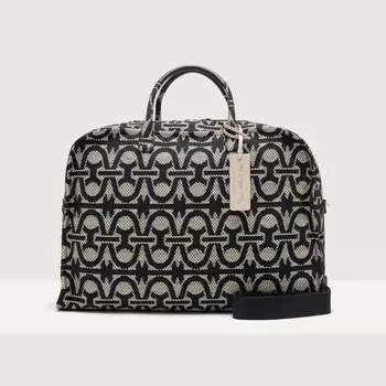 Летняя сумочка из жаккардовой ткани с монограммой Coccinelle NEVER WITHOUT BAG SUMMER MONOGRAM LARGE, черный