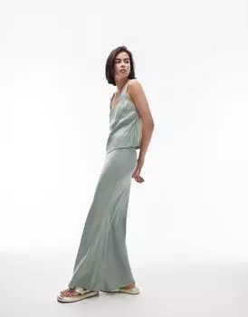 Летняя юбка цвета хаки в координационном стиле Topshop с отделкой трусиков