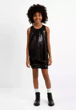 Летняя юбка Gulliver с великолепной отделкой пайетками, черный