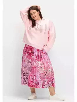 Летняя юбка Sheego "больших размеров" легкого А-силуэта из вискозного атласа, розовый