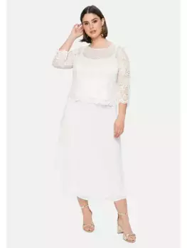 Летняя юбка Sheego "больших размеров", слегка расклешенной формы, кремовый