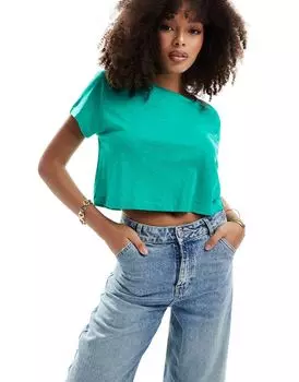 Летняя зеленая укороченная футболка с напуском Superdry