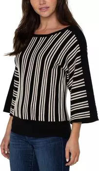 Летом «летучая мышь» длиной 3/4 с деталями в вертикальные полосы Liverpool Los Angeles, цвет Black/Ecru Stripe