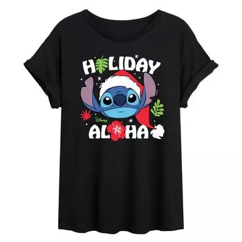 Летящая струящаяся футболка Disney's Lilo & Stitch Junior's Holiday Aloha Licensed Character