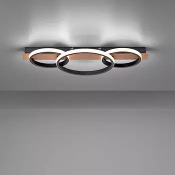 Leuchten Direkt Светодиодный потолочный светильник Trooper, декор под дерево, теплый белый LeuchtenDirekt, черный