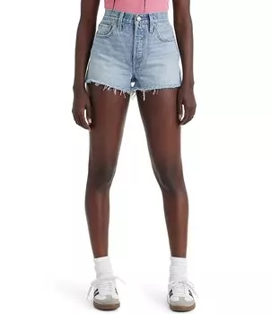 Levi's 501 Шорты с высокой посадкой и потертым краем, синий
